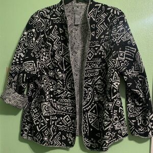 Catherines Black and White Geometric Jacket 4x